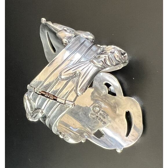 Margot De Taxco Mexico Sterling Silver Amethyst Koi Fish Clamper Bracelet #5207 - Picture 10 of 13